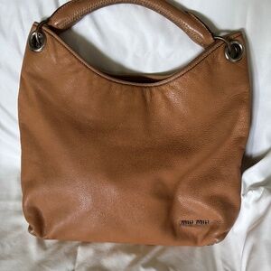 Miu Miu Tan Leather Hobo Bag